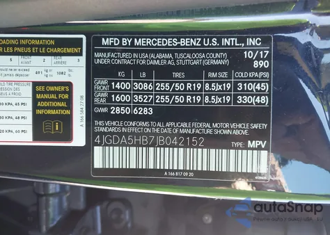 2018 Mercedes-Benz Gle 350 4Matic z USA, uszkodzony, nr VIN 4JGDA5HB7JB042152